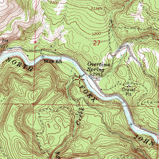 Topographic Map of Texas Bar Creek, OR