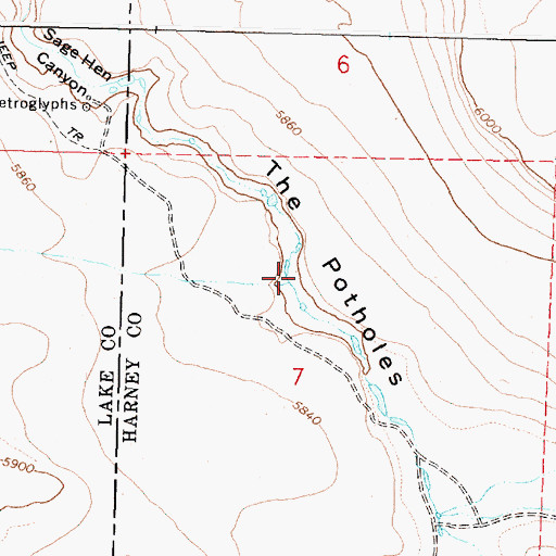 Topographic Map of The Potholes, OR