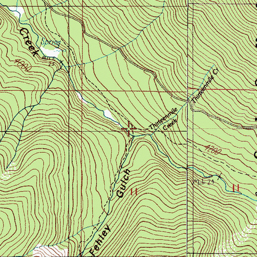 Topographic Map of Thirteenmile Creek, OR