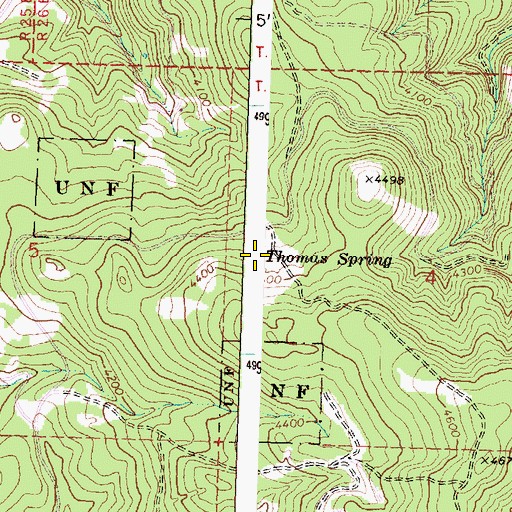 Topographic Map of Thomas Spring, OR