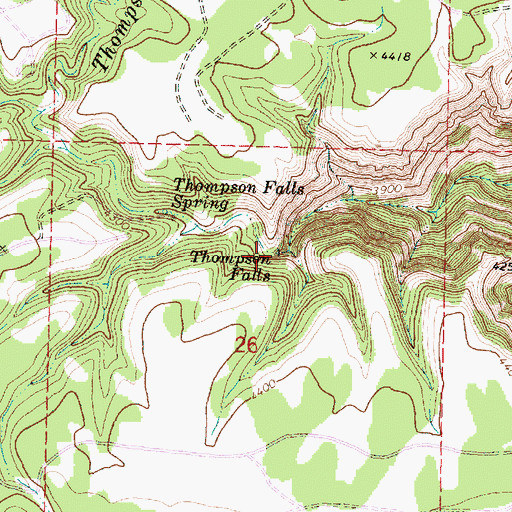 Topographic Map of Thompson Falls, OR