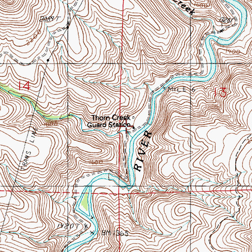 Topographic Map of Thorn Creek Guard Station, OR