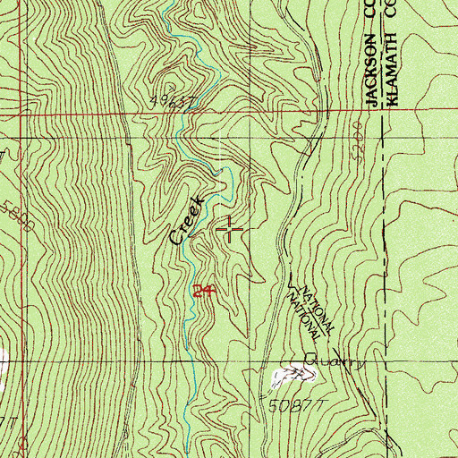 Topographic Map of Thousand Springs Trail, OR