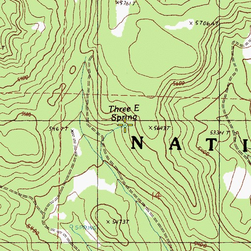Topographic Map of Three E Spring, OR