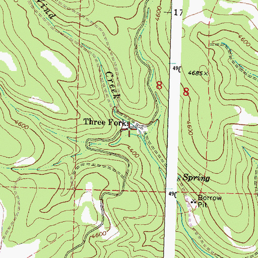 Topographic Map of Three Forks, OR