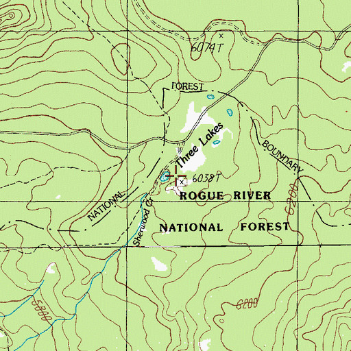 Topographic Map of Three Lakes, OR