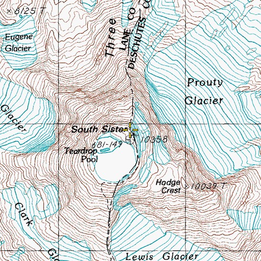 Topographic Map of Three Sisters, OR