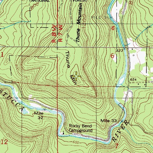 Topographic Map of Thune Mountain, OR