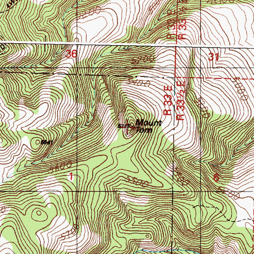 Topographic Map of Mount Tom, OR