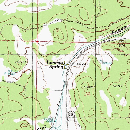 Topographic Map of Tommys Spring, OR