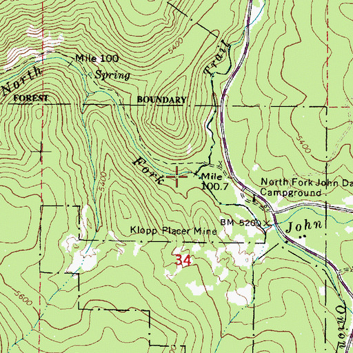 Topographic Map of Trail Creek, OR
