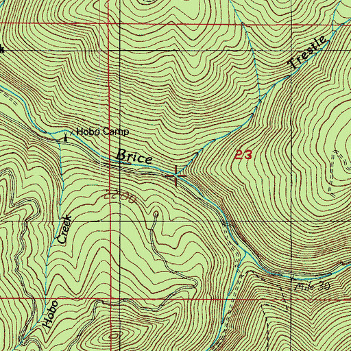 Topographic Map of Trestle Creek, OR