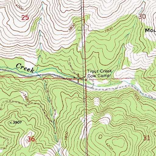 Topographic Map of Trout Creek Cow Camp, OR