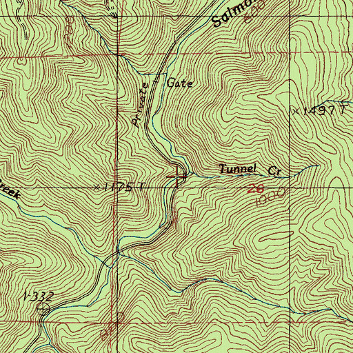 Topographic Map of Tunnel Creek, OR