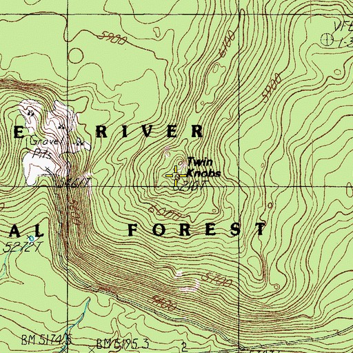 Topographic Map of Twin Knobs, OR