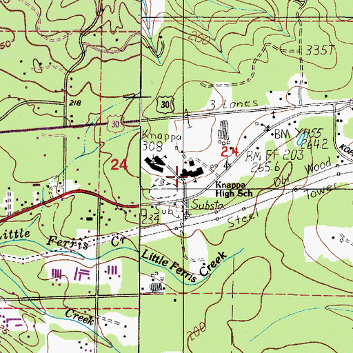 Topographic Map of Knappa High School, OR