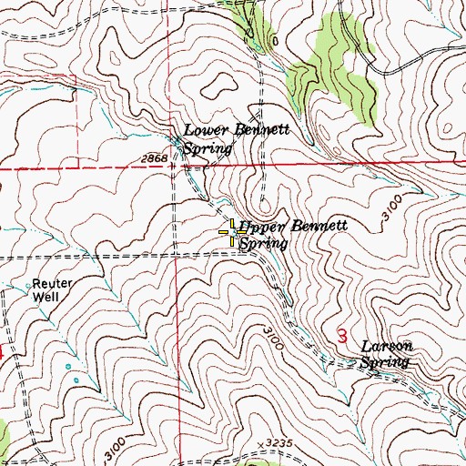 Topographic Map of Upper Bennett Spring, OR
