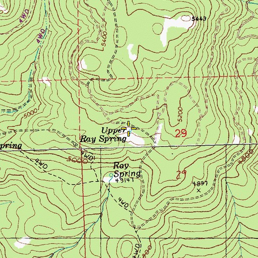 Topographic Map of Upper Ray Spring, OR