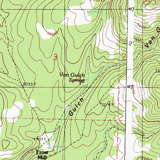 Topographic Map of Van Gulch Spring, OR
