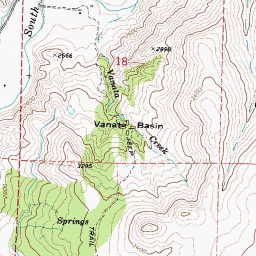 Topographic Map of Vanata Basin, OR