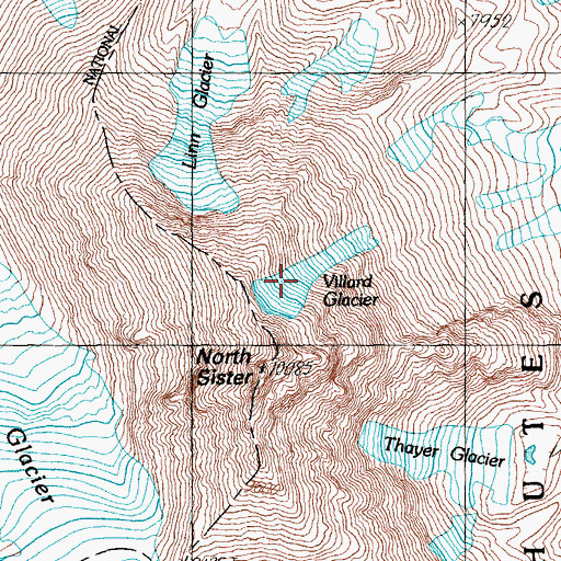 Topographic Map of Villard Glacier, OR