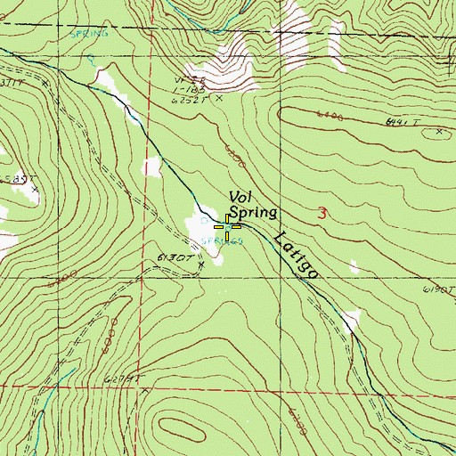 Topographic Map of Vol Spring, OR