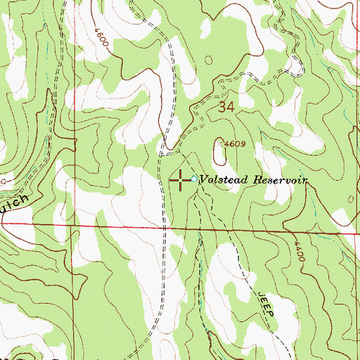 Topographic Map of Volstead Reservoir, OR