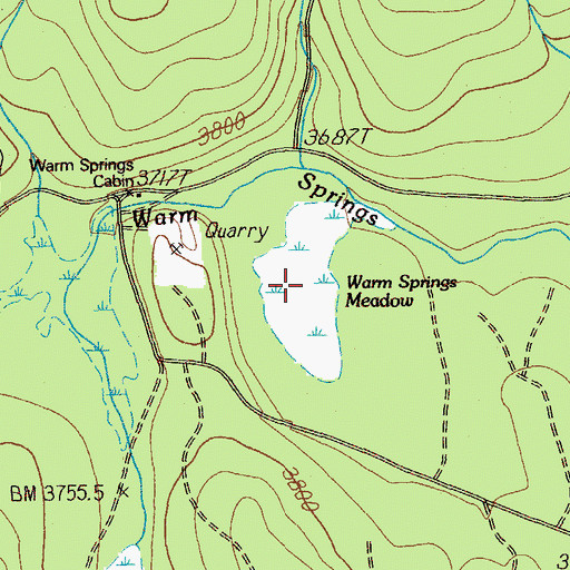 Topographic Map of Warm Springs Meadow, OR