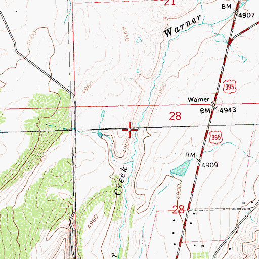 Topographic Map of Warner Canyon, OR
