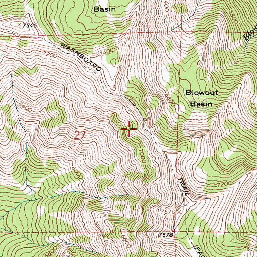 Topographic Map of Washboard Trail, OR