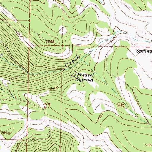 Topographic Map of Weasel Spring, OR