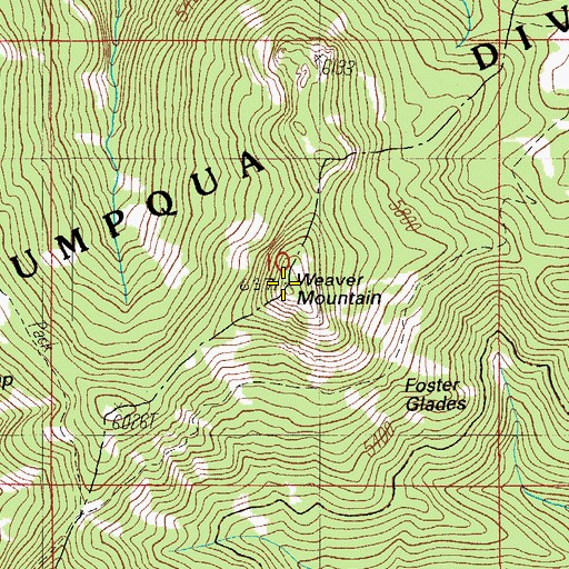Topographic Map of Weaver Mountain, OR