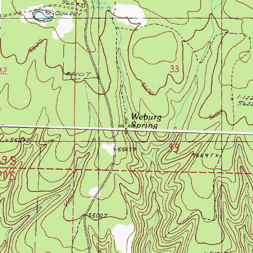 Topographic Map of Weburg Spring, OR