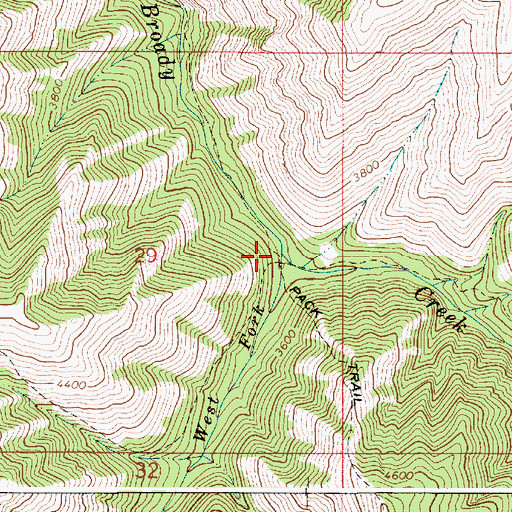 Topographic Map of West Fork Broady Creek, OR