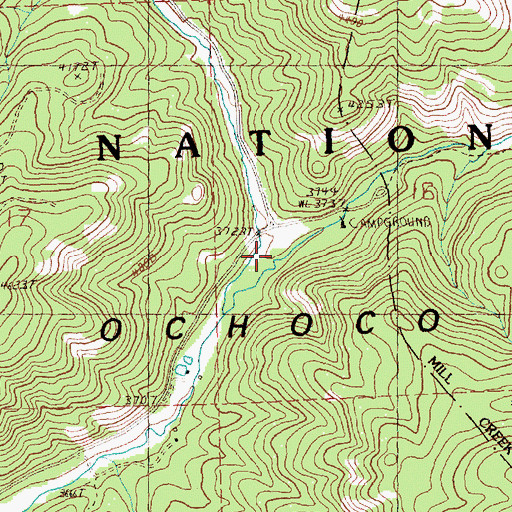 Topographic Map of West Fork Mill Creek, OR