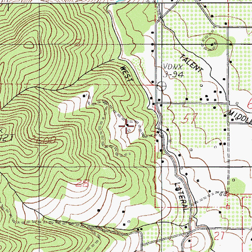 Topographic Map of West Lateral, OR