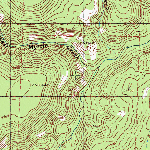 Topographic Map of West Myrtle Creek, OR