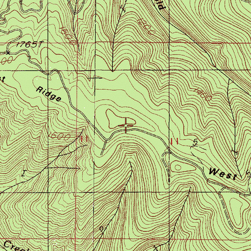 Topographic Map of West Ridge, OR