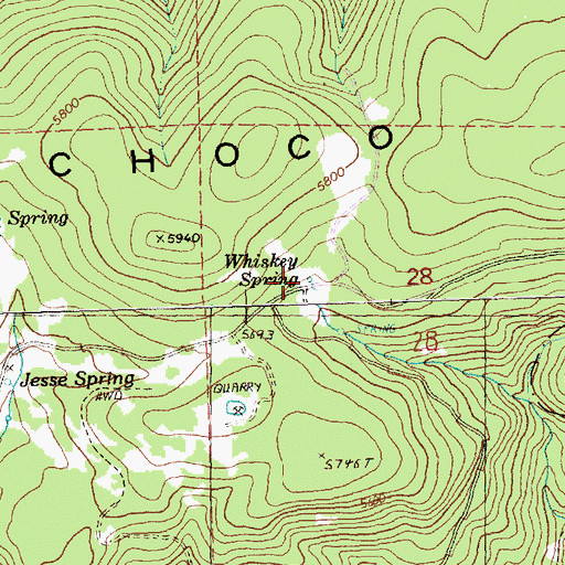 Topographic Map of Whiskey Spring, OR