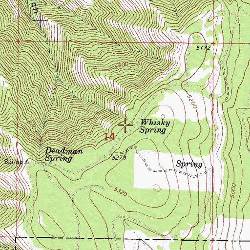 Topographic Map of Whisky Spring, OR
