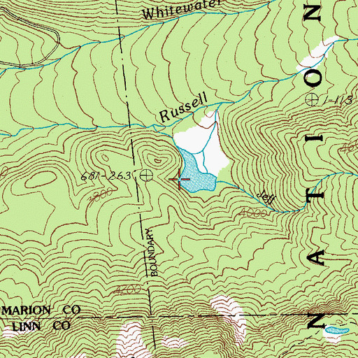 Topographic Map of Whitewater Lake, OR