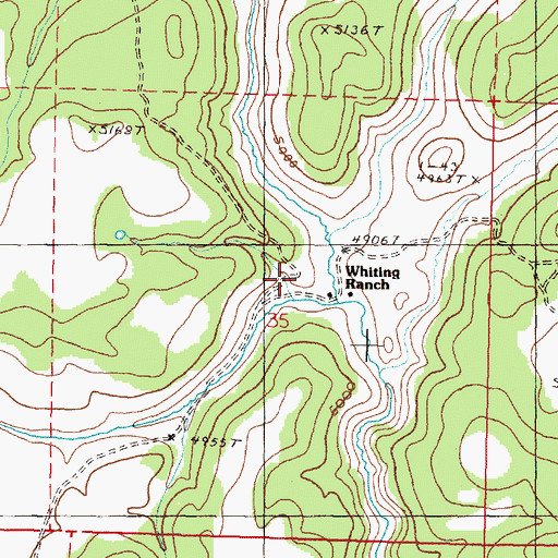 Topographic Map of Whiting Ranch, OR