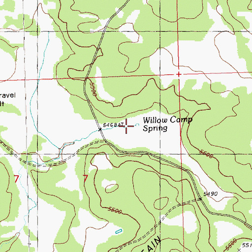 Topographic Map of Willow Camp Spring, OR