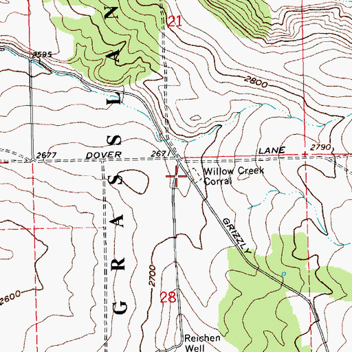 Topographic Map of Willow Creek Corral, OR