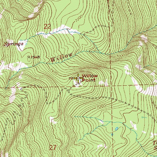 Topographic Map of Willow Point, OR
