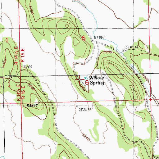 Topographic Map of Willow Spring, OR
