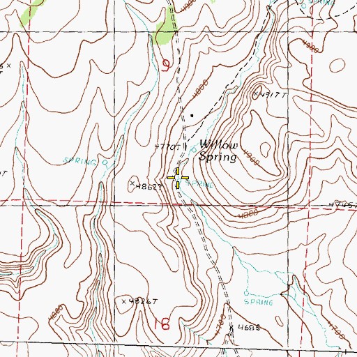 Topographic Map of Willow Spring, OR