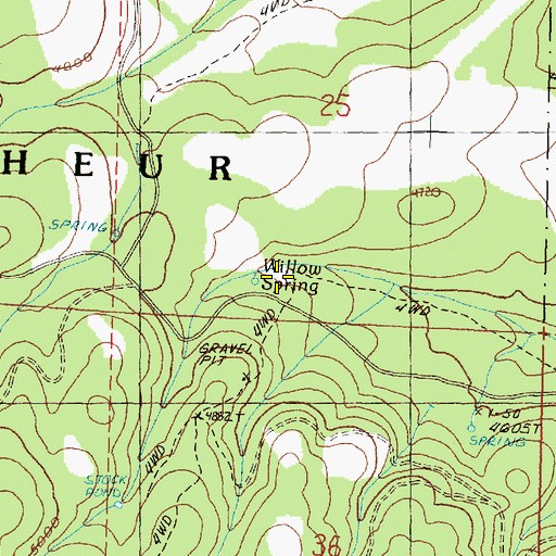Topographic Map of Willow Spring, OR