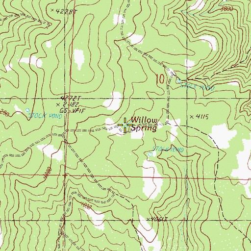 Topographic Map of Willow Spring, OR