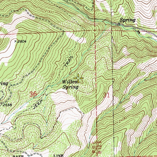 Topographic Map of Willow Spring, OR